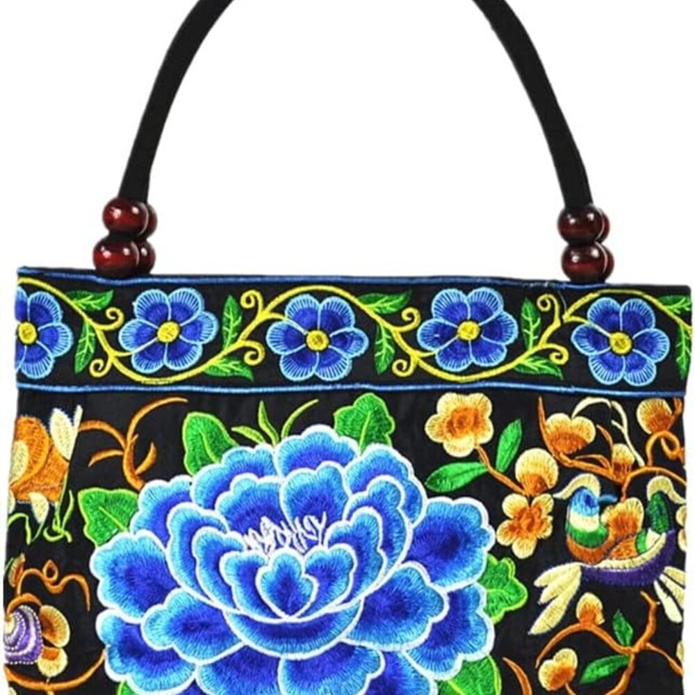 Embroidered Women Floral Handbags Embroidery Purse Vintage Hobo Tote Bag Ethnic